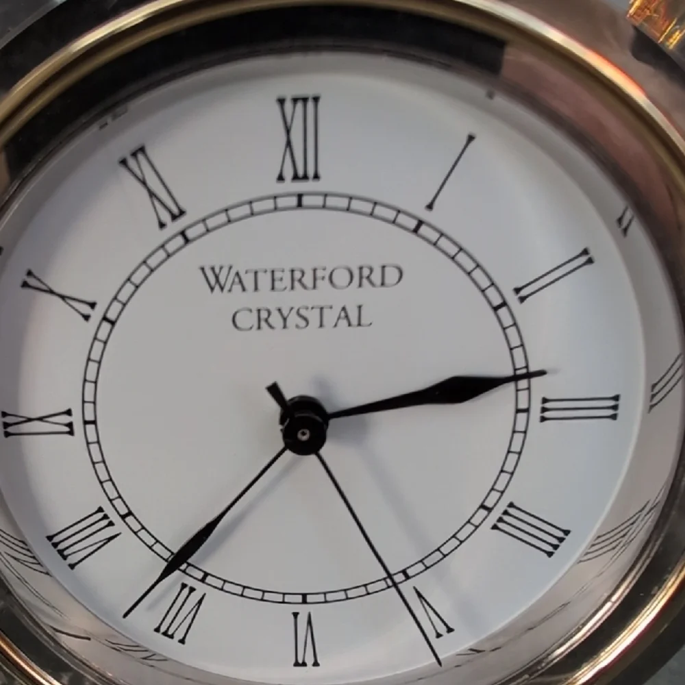 Waterford Crystal Desktop Timepiece with Silver and Gold Details